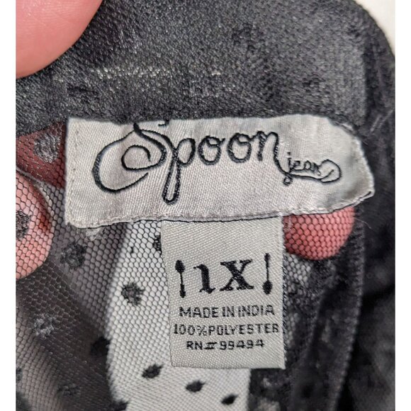 Vintage Spoon Jeans Sheer Black Polka Dot Maxi Dress - Picture 6 of 16